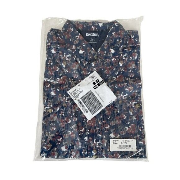 KingSize Men's Sz LT Large Tall Skull Print Short Sleeve Button Front Shirt  NWT - Picture 1 of 7